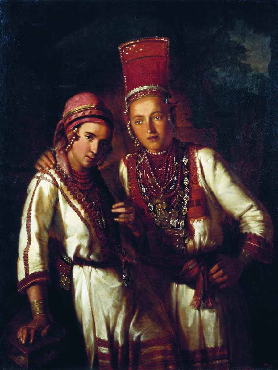 Иван Кузьмич Макаров. Две молодые мордовки. 1842