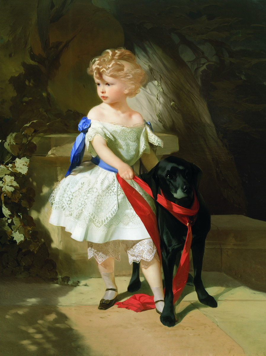 Иван Кузьмич Макаров. Девочка с собакой. 1860-е