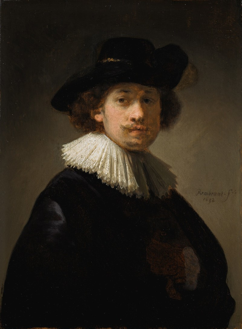 Рембрандт Харменс ван Рейн. Автопортрет в кружевном воротнике и чёрной шляпе
