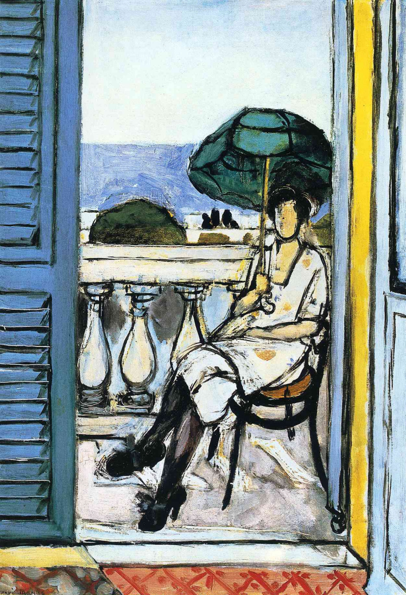 Анри Матисс. Женщина с зеленым зонтиком на балконе
