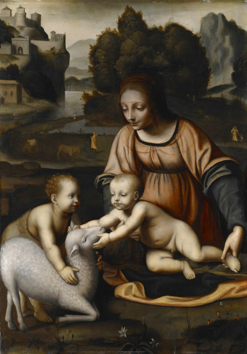 Бернардино Луини. Мадонна с младенцем и юным Иоанном Крестителем