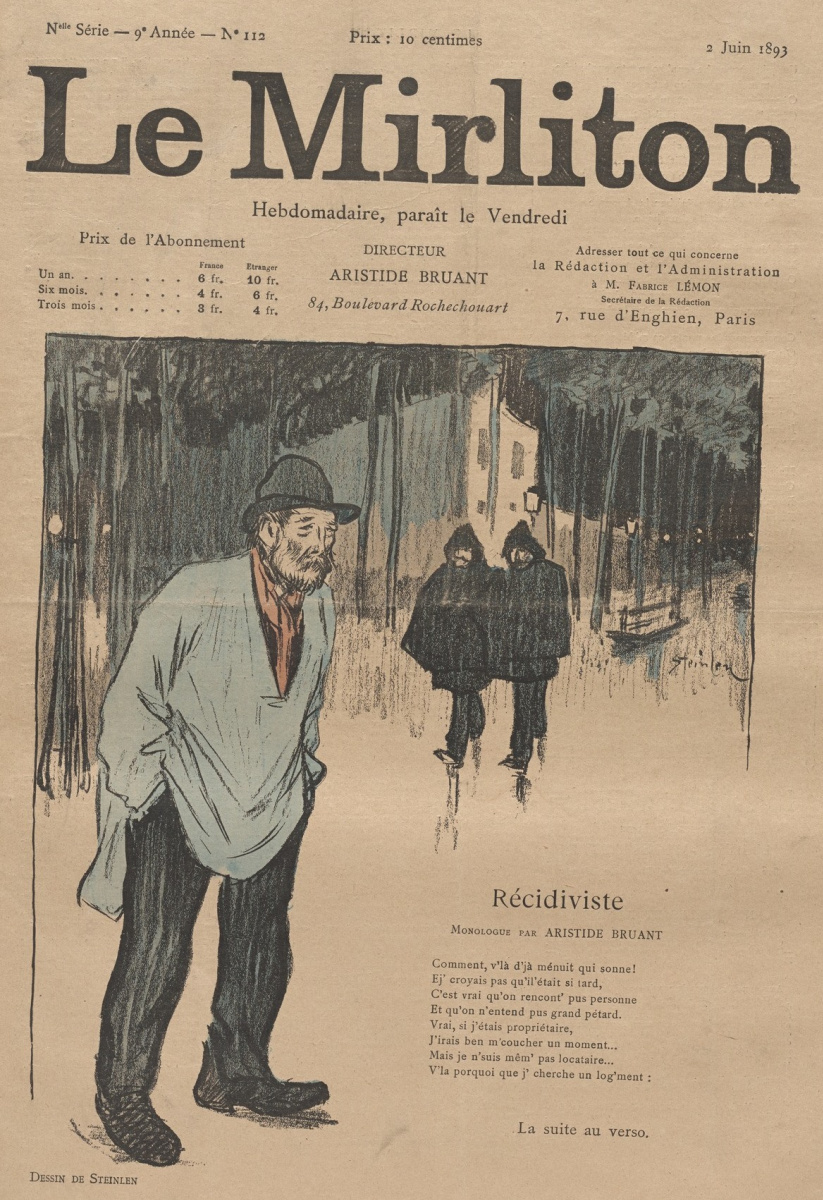 Теофиль-Александр Стейнлен. Иллюстрация для журнала "Мирлитон" № 112, 2 июня 1893 года