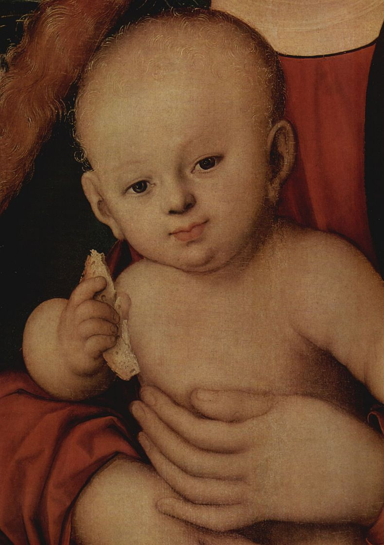 Лукас Кранах Старший. Мадонна с младенцем под яблоней. Младенец Христос (фрагмент)