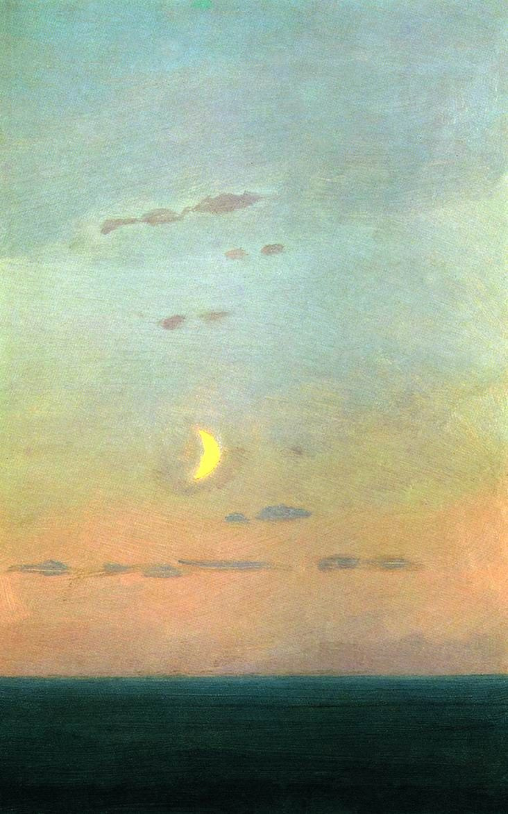 Архип Иванович Куинджи. Лунный серп на фоне заката. Эскиз картины  "Закат в степи"