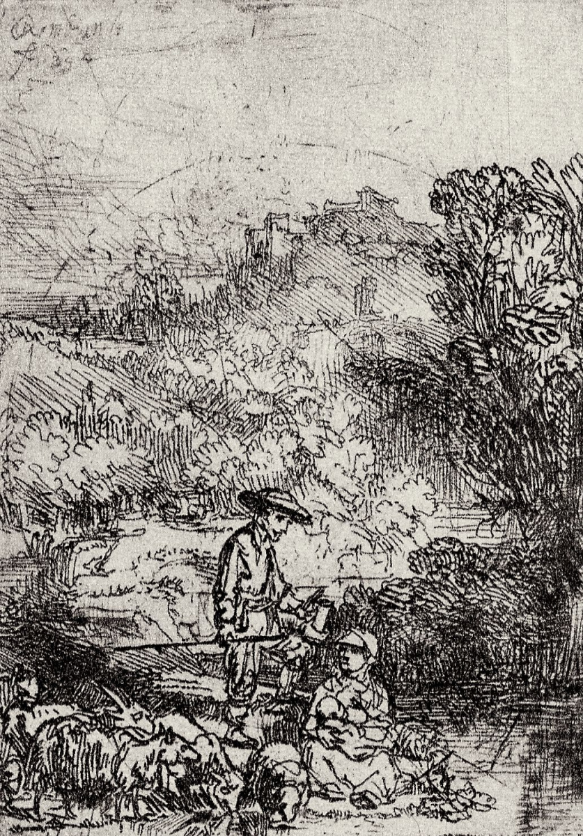Рембрандт Харменс ван Рейн. Пейзаж с семейством пастуха