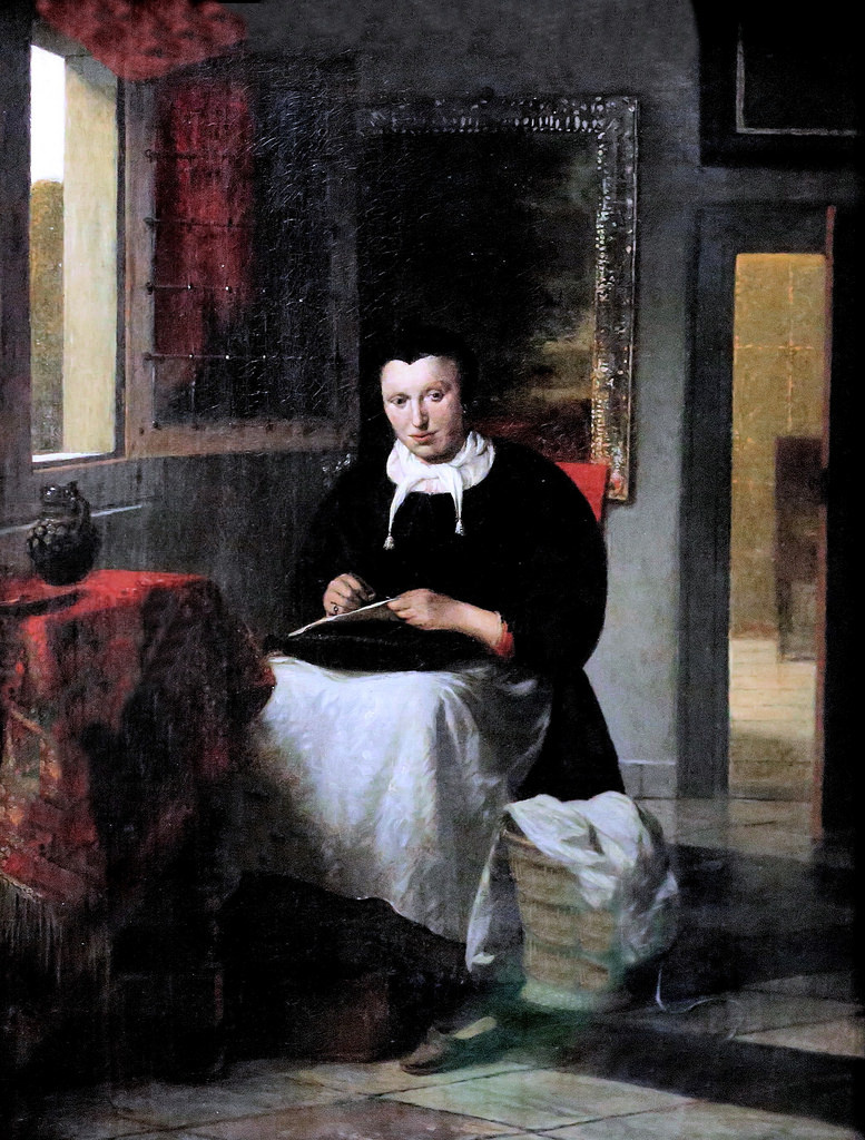 Питер де Хох. Портрет женщины с шитьем