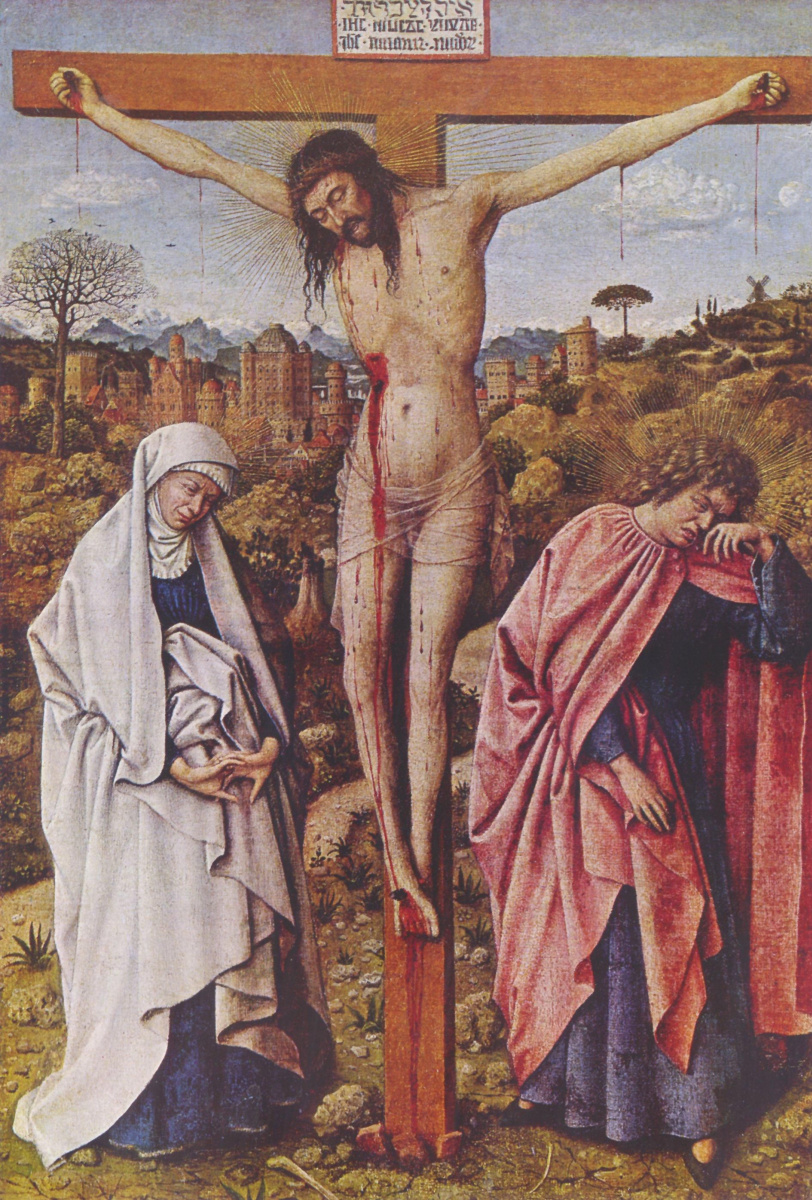 Ян ван Эйк. Христос на кресте между Марией и Иоанном