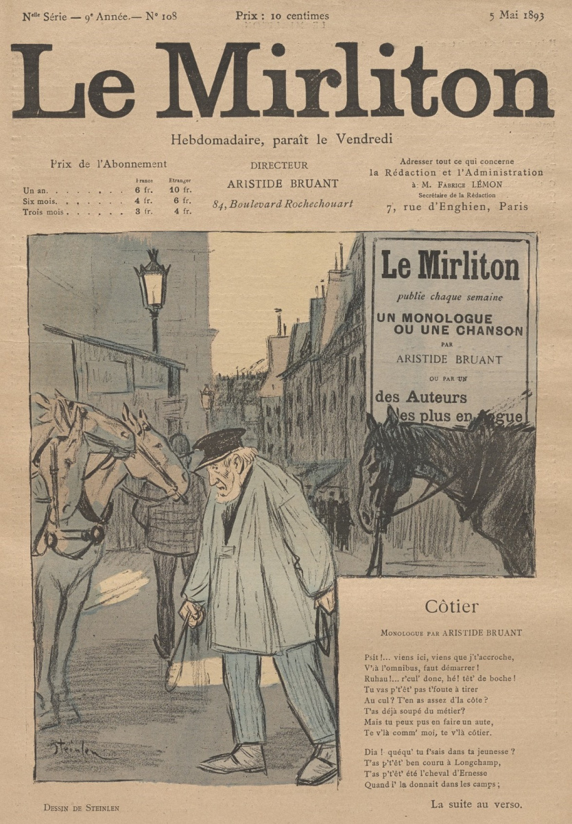 Теофиль-Александр Стейнлен. Иллюстрация для журнала "Мирлитон" № 108, 5 мая 1893 года