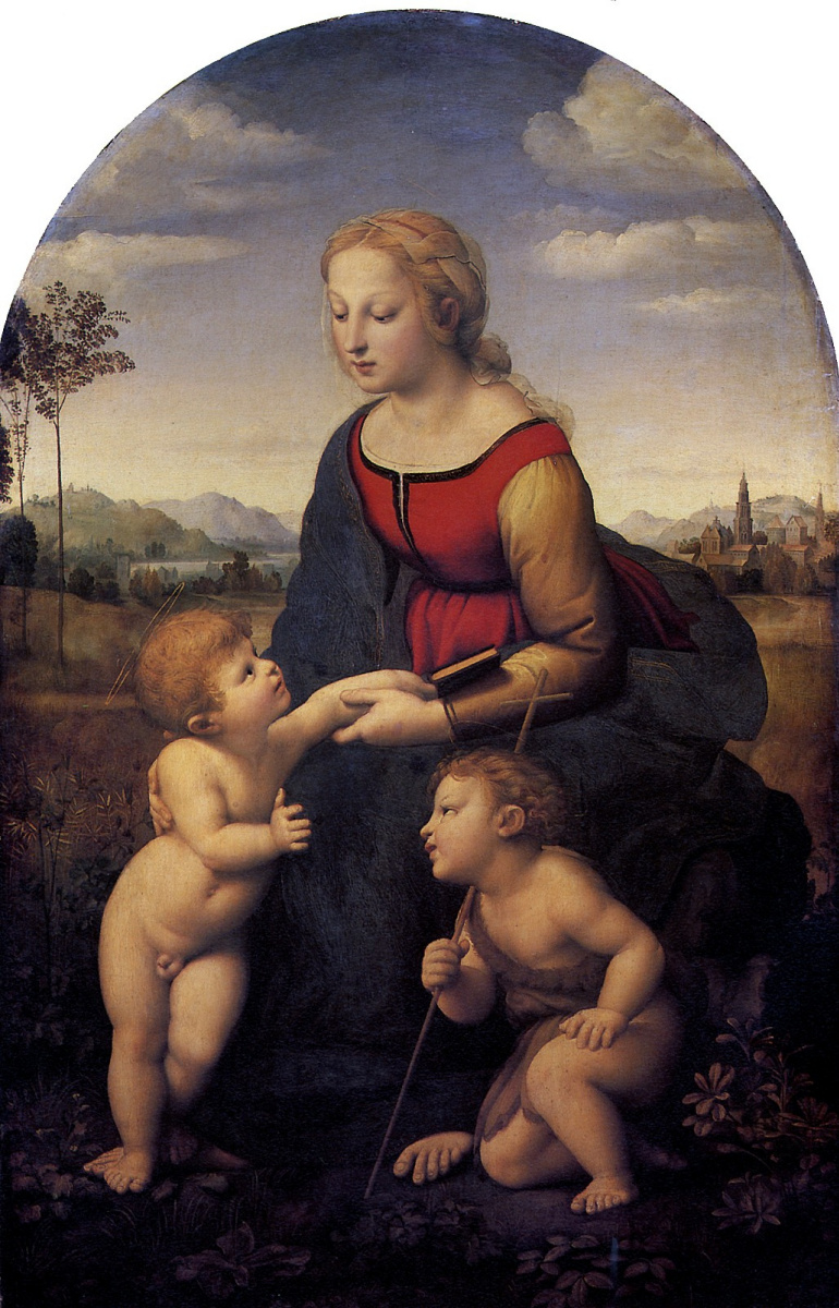 Рафаэль Санти. Прекрасная садовница. Мадонна с младенцем и Иоанном Крестителем