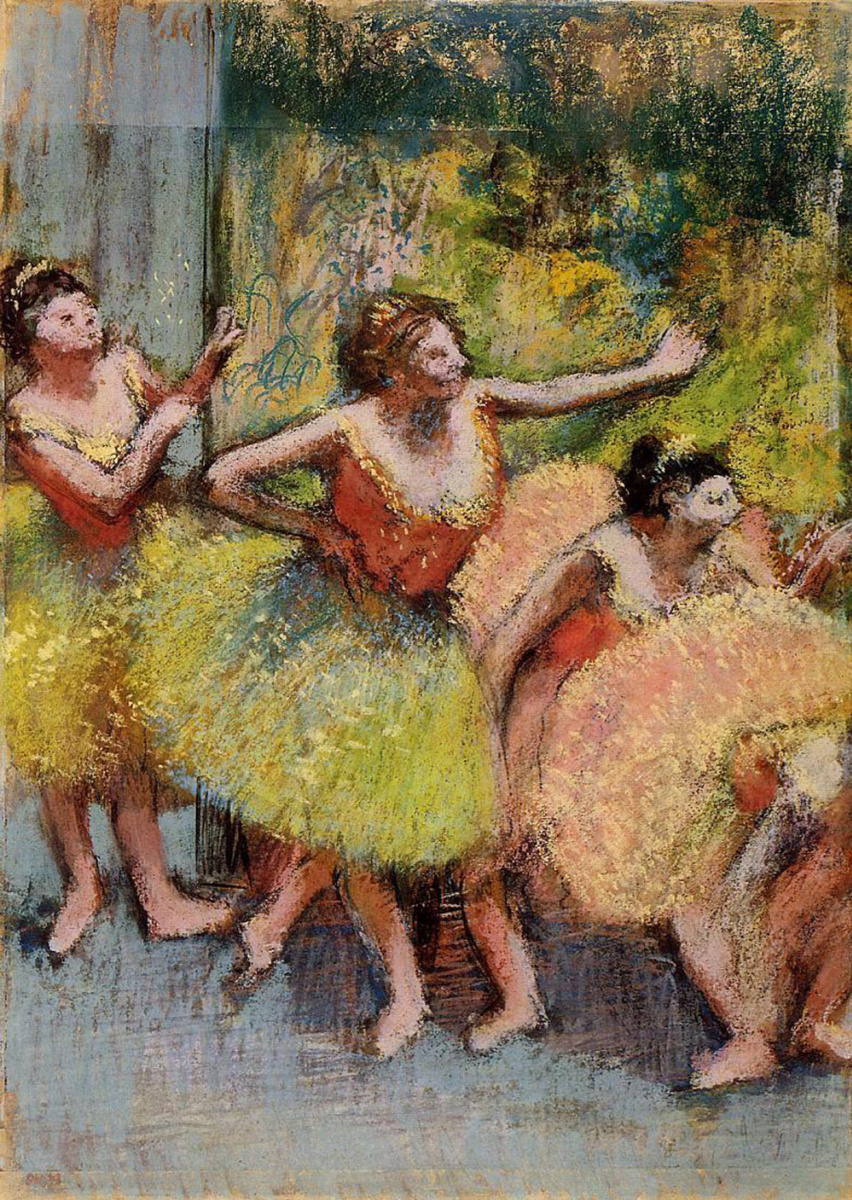 Эдгар Дега. Балерины в зеленом и желтом