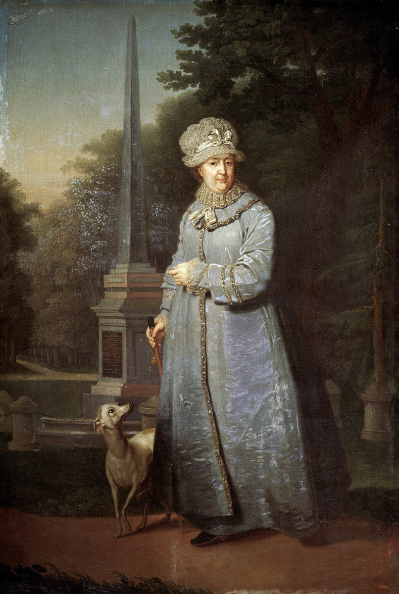 Владимир Лукич Боровиковский. Екатерина II на прогулке на фоне Кагульского (Румянцевского) обелиска