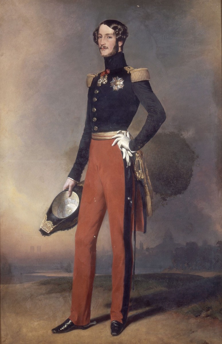 Франц Ксавер Винтерхальтер. Фердинанд Филипп Луи, герцог Орлеанский, на фоне Парижа