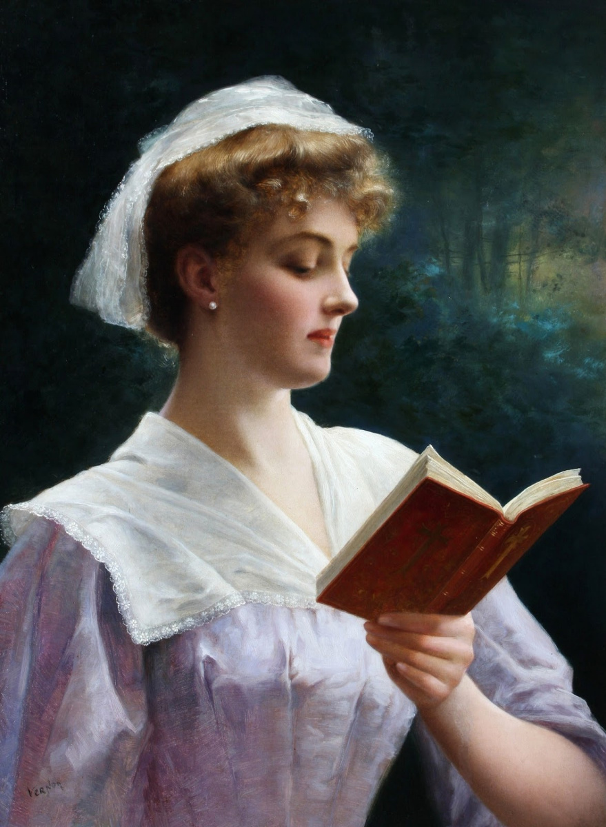 Эмиль Вернон. Молодая дама, читающая книгу.