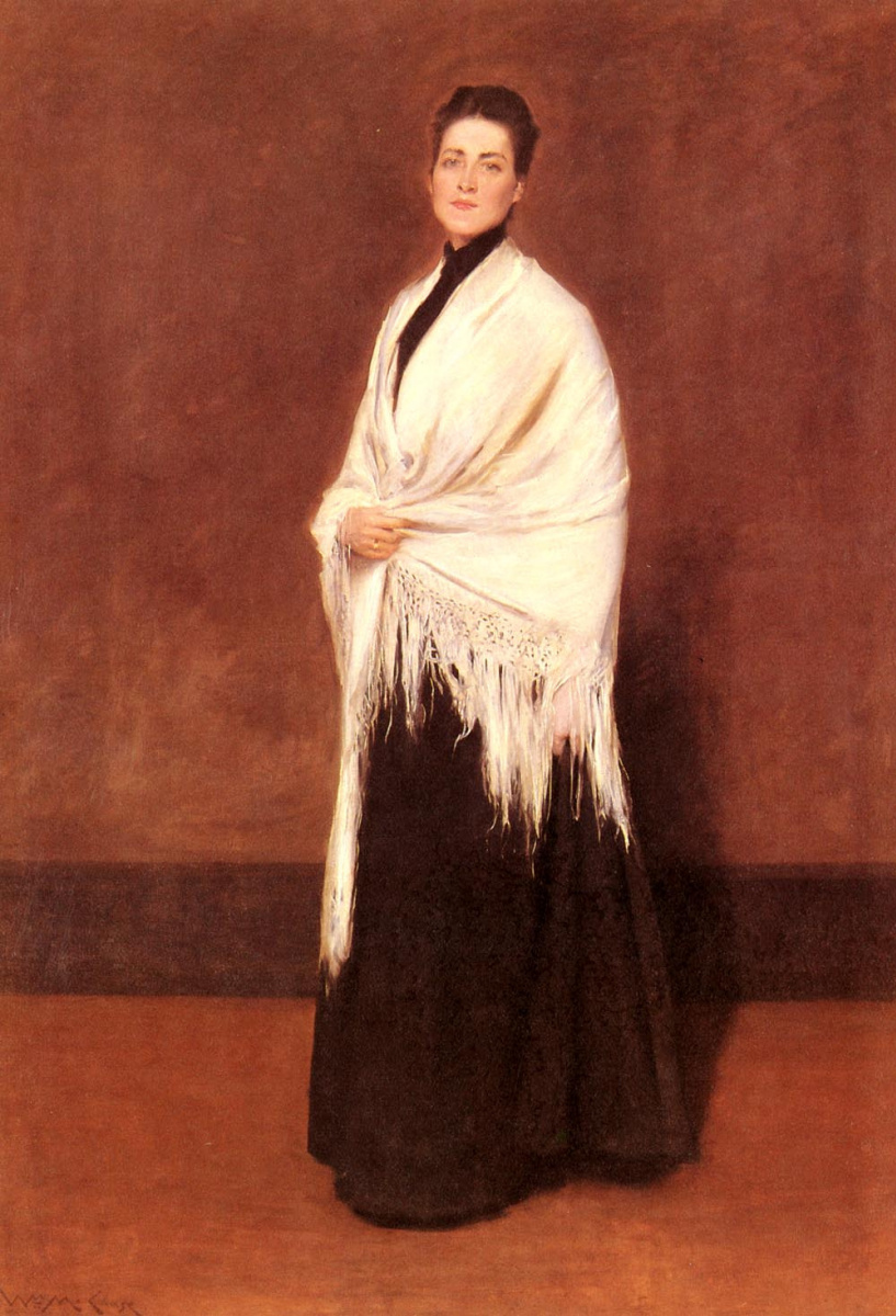 Уильям Меррит Чейз. Женщина с белой шалью. Портрет миссис К (возможно Эмили Джуэлл Кларк)