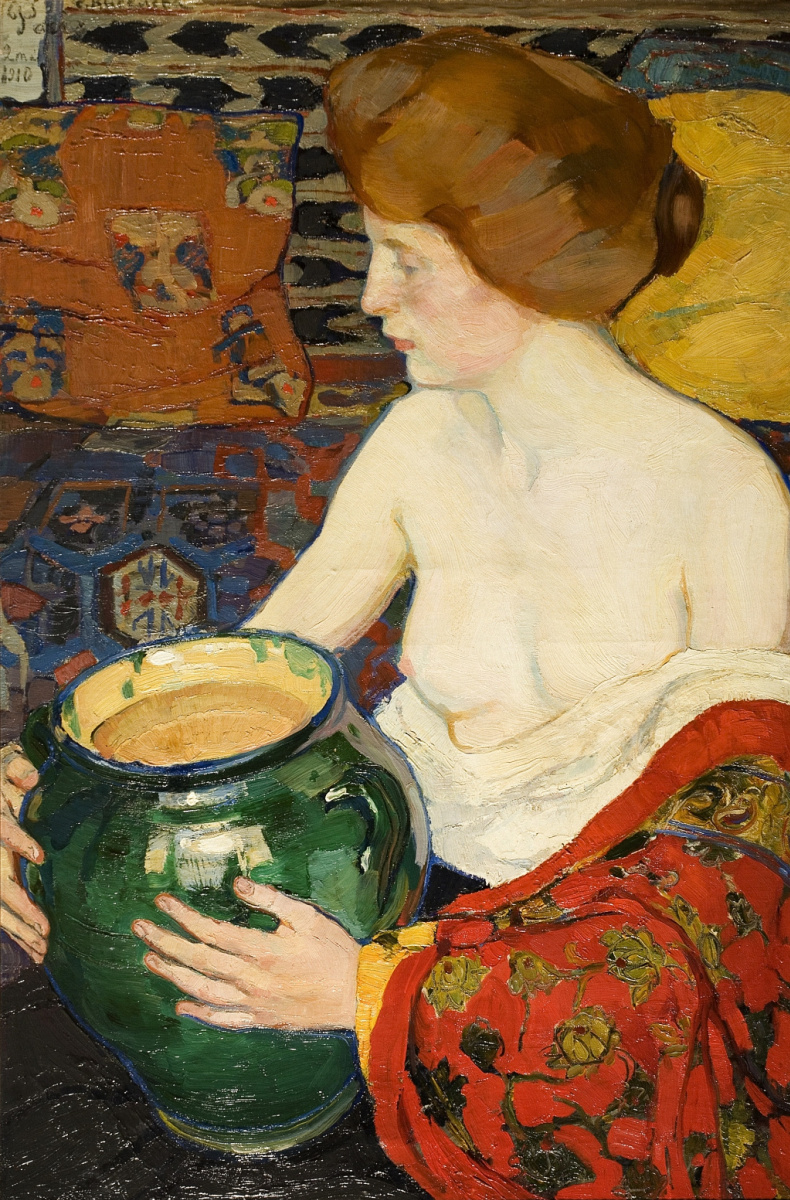 Елена Андреевна Киселева. Натурщица с зеленой вазой. 1910
