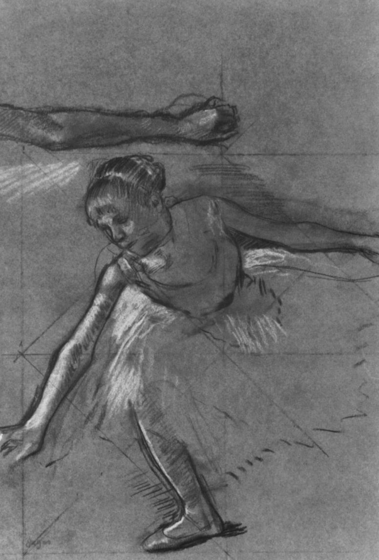 Эдгар Дега. Лист с этюдами руки и балерины на поклоне