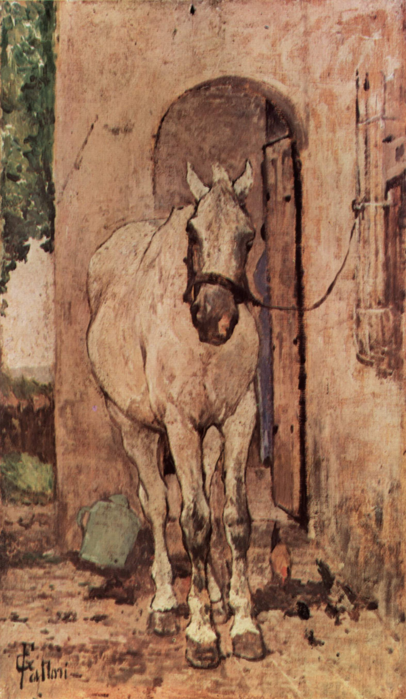 Джованни Фаттори. Белая лошадь перед дверью