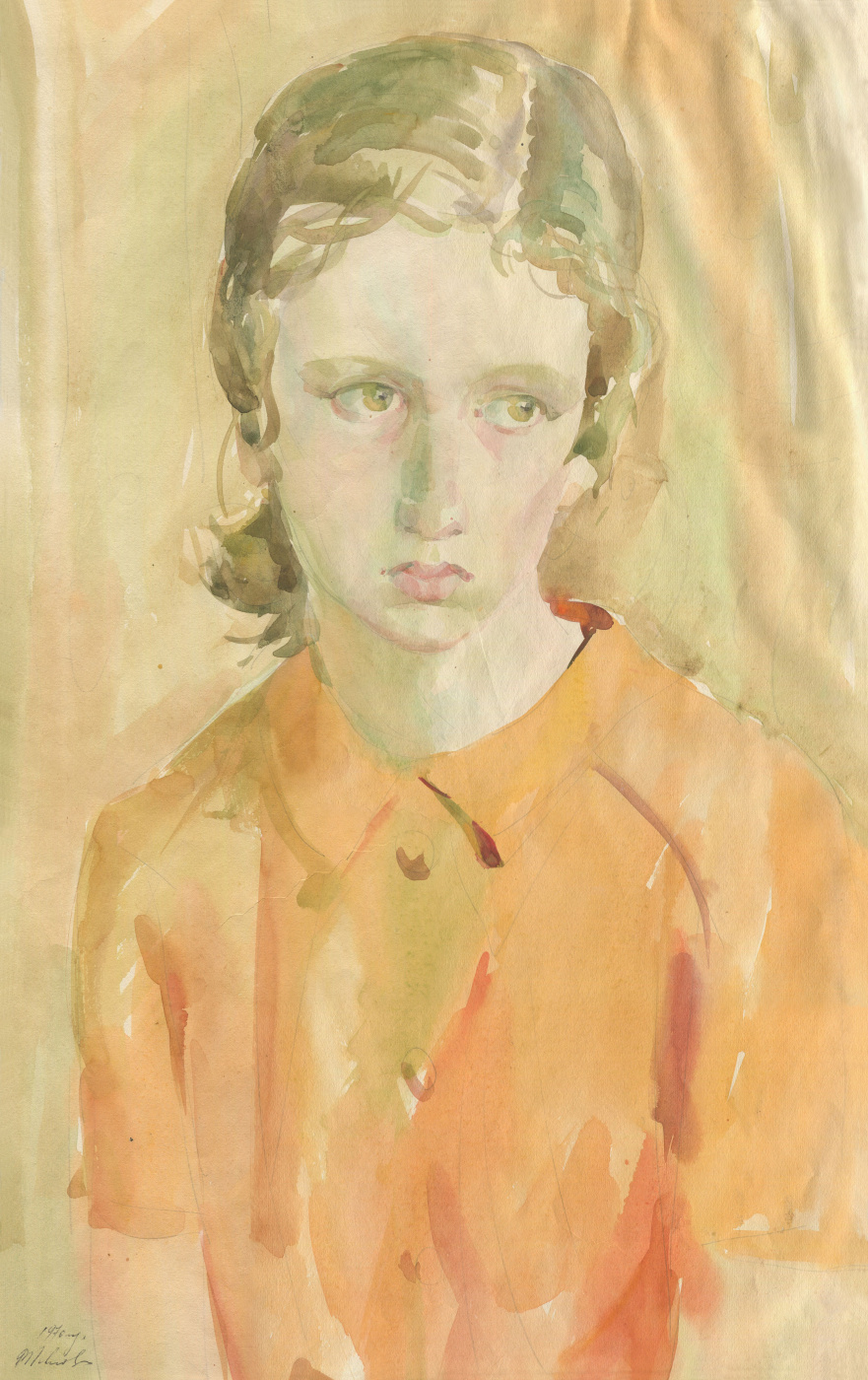 Александрович Рудольф Павлов. Девушка в оранжевой кофте, 1970г.
