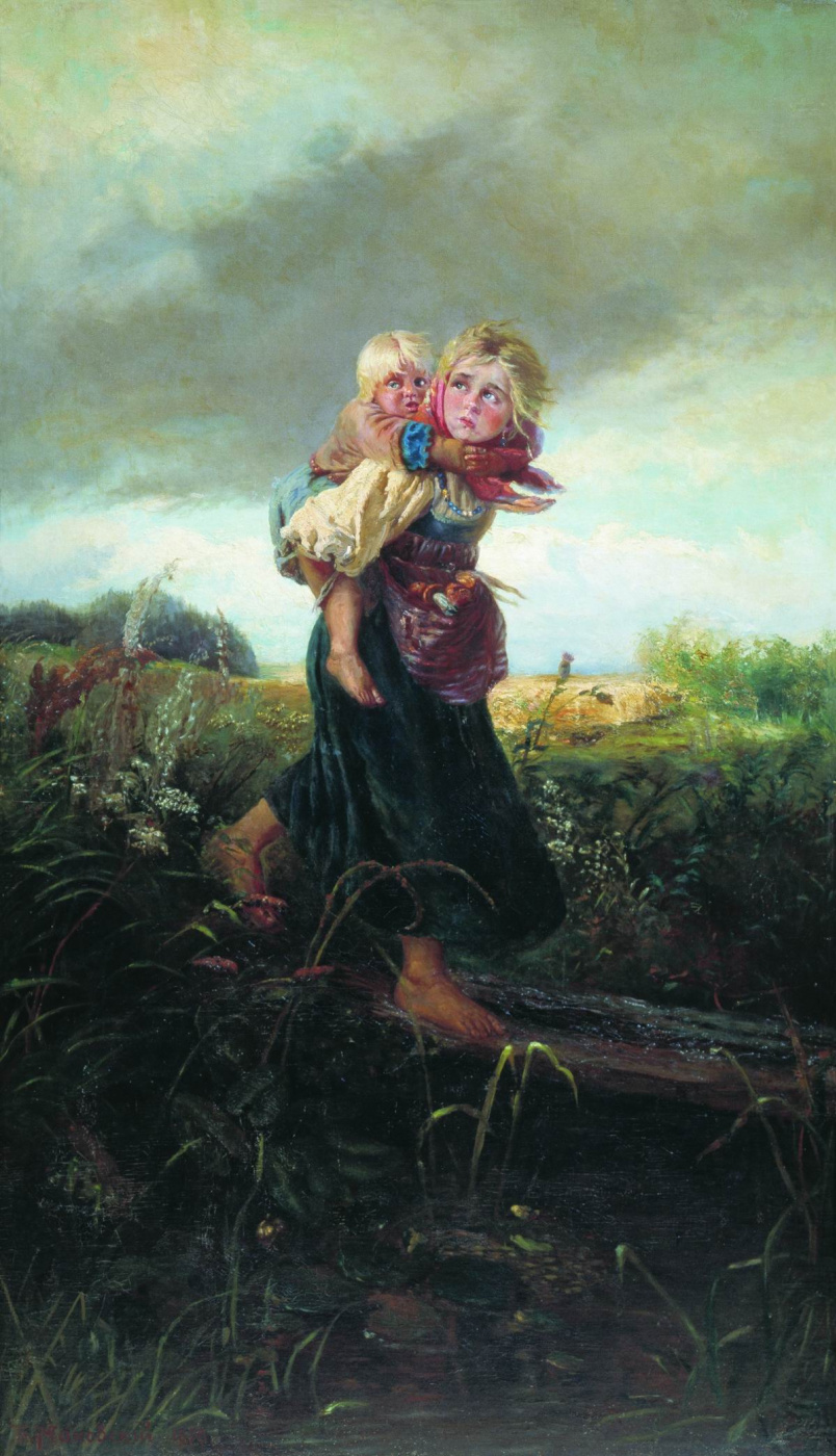 Константин Егорович Маковский. Дети, бегущие от грозы. Вариант одноименной картины