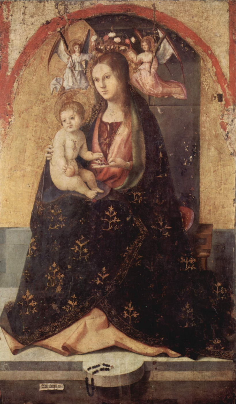 Антонелло да Мессина. Полиптих св. Григория, центральная часть, Мадонна на троне