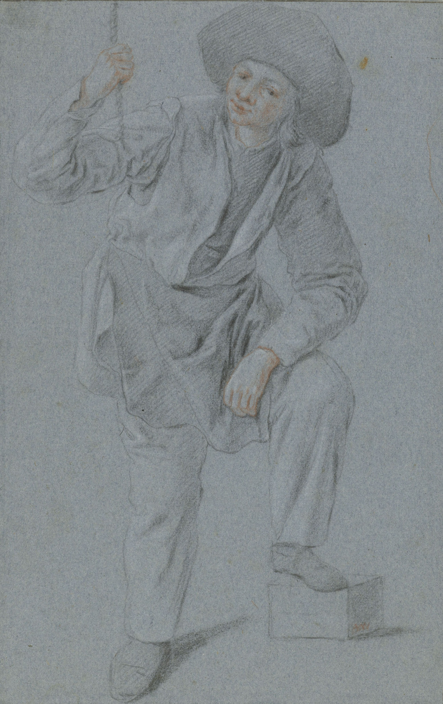 Корнелис Дюсарт. Портрет стоящего юноши, держащегося за веревку