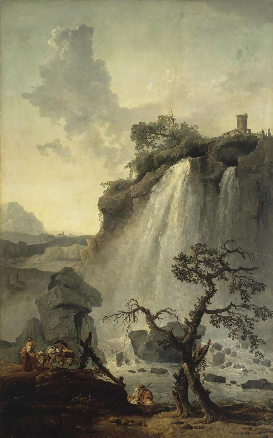Гюбер Робер. Пейзаж с водопадом