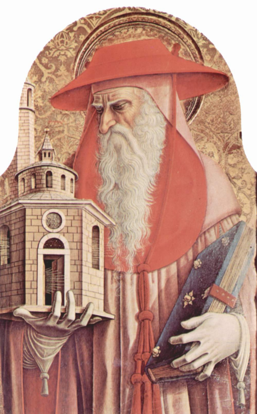 Карло Кривелли. Святой Иероним. Центральный алтарь кафедрального собора в Асколи, полиптих, внутренее левое навершие