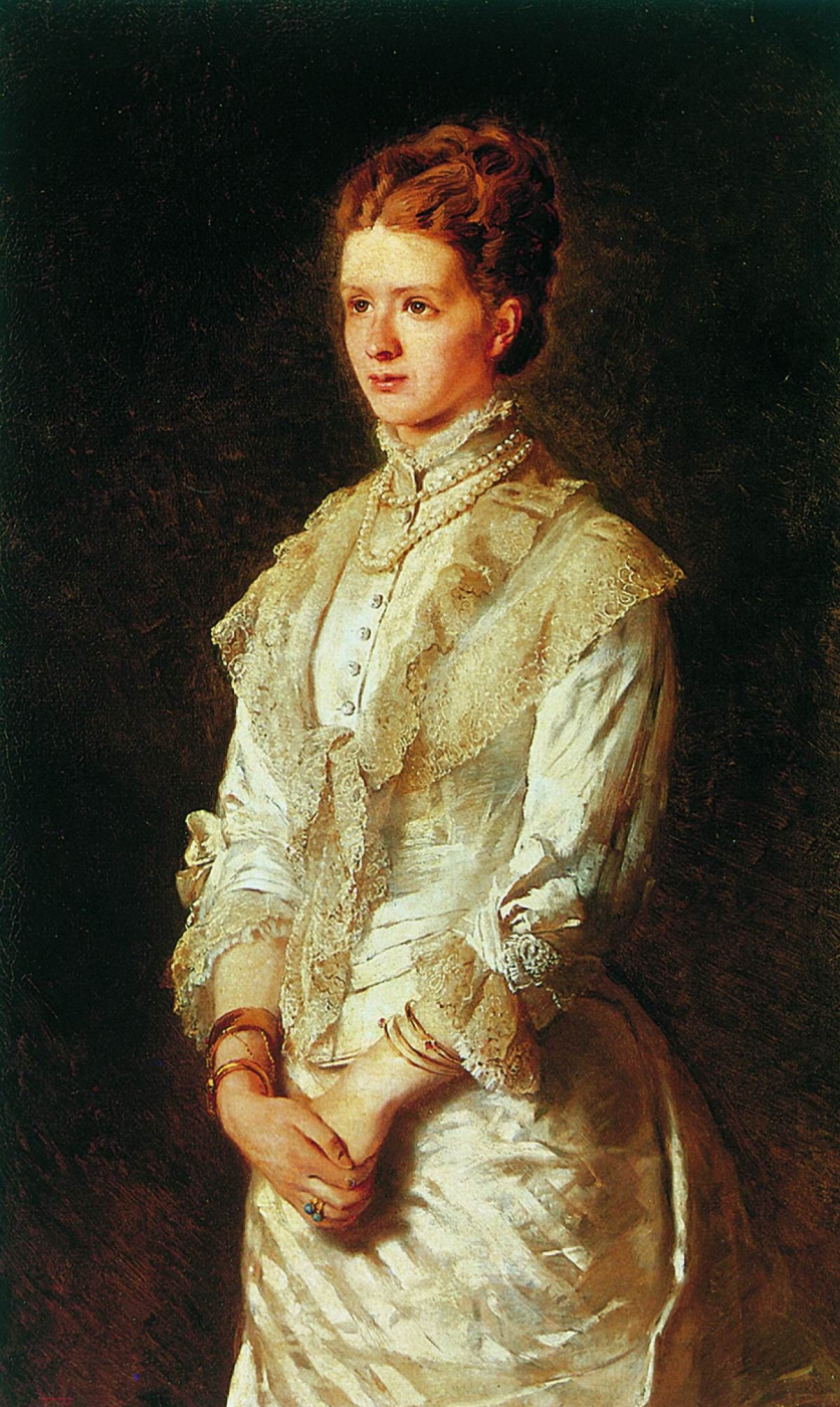 Константин Егорович Маковский. Портрет девушки в белом платье