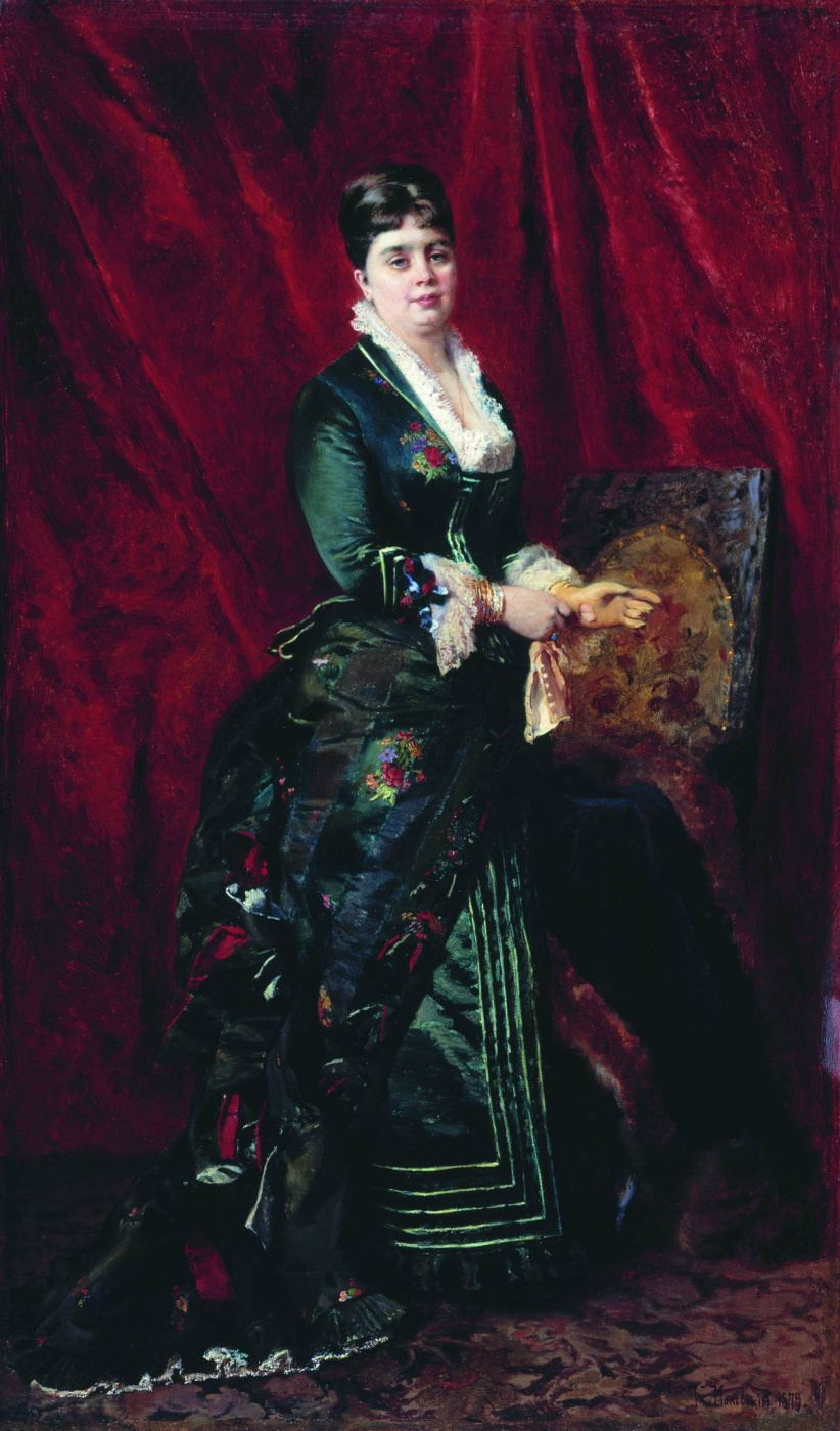 Константин Егорович Маковский. Портрет молодой женщины в зеленом платье