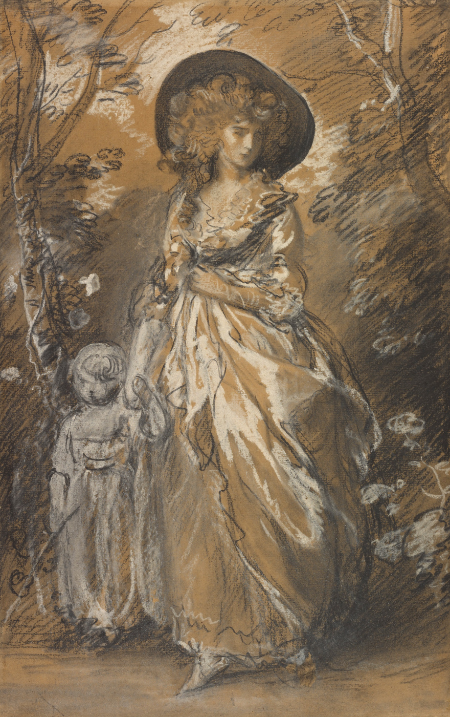 Томас Гейнсборо. Женщина с ребенком на прогулке в саду
