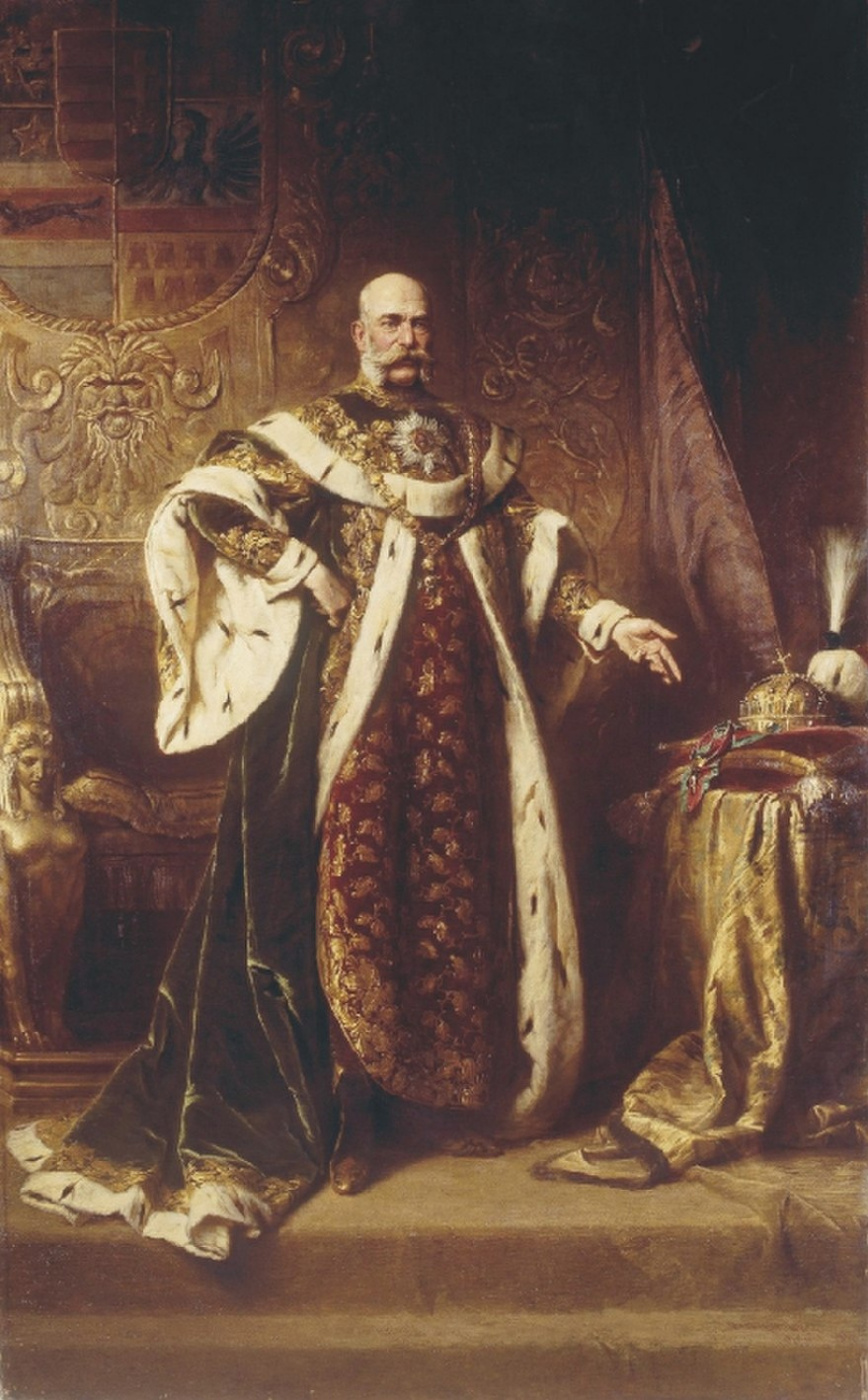 Дьюла Бенцур. Император Франц Иосиф I в мантии с Большим рыцарским крестом венгерского ордена Святого Стефана