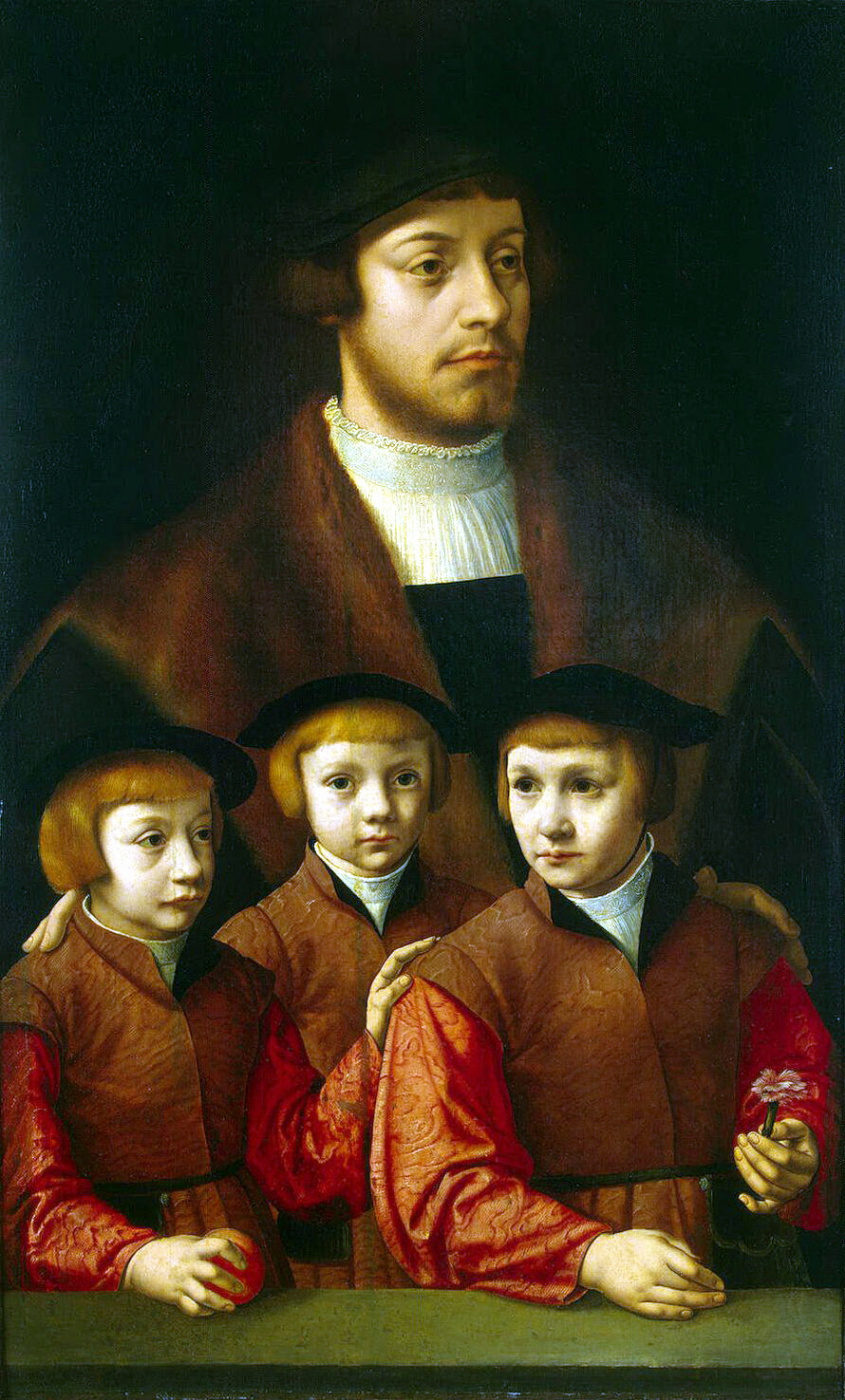 Бартоломеус Старший Брейн. Портрет мужчины с тремя сыновьями