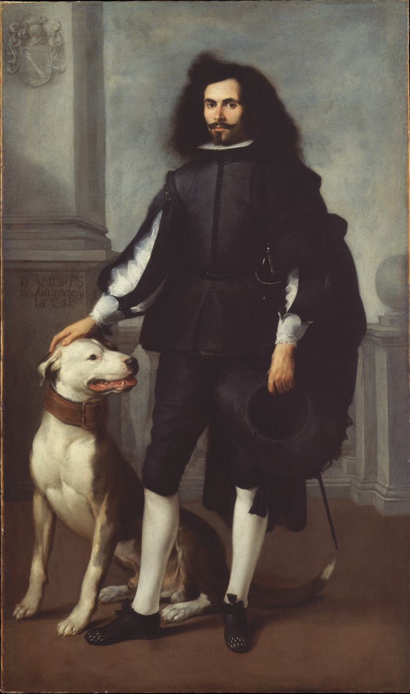 Бартоломе Эстебан Мурильо. Дон Андрес де Андраде-и-ла-Каль. Портрет с собакой