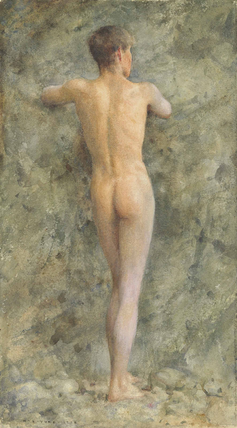 Tuke Henry Scott. 1858-1929. A standing male nude, 1914
