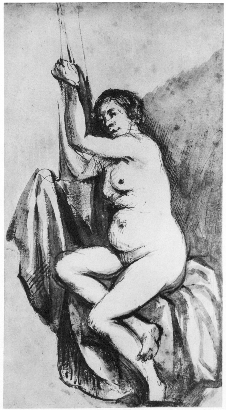 Рембрандт Харменс ван Рейн. Сидящая обнажённая натурщица
