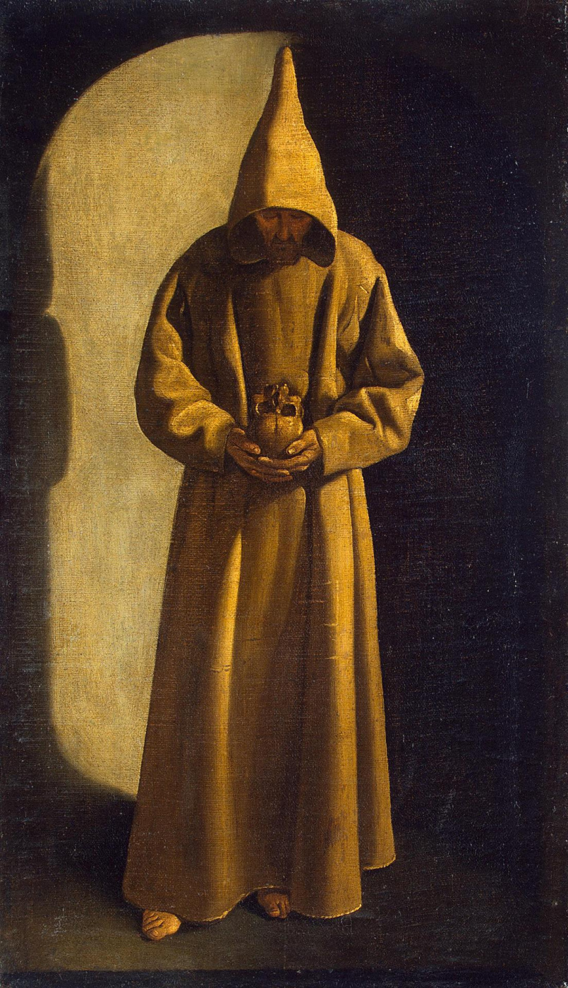 Франсиско де Сурбаран. Святой Франциск, стоящий с черепом в руках