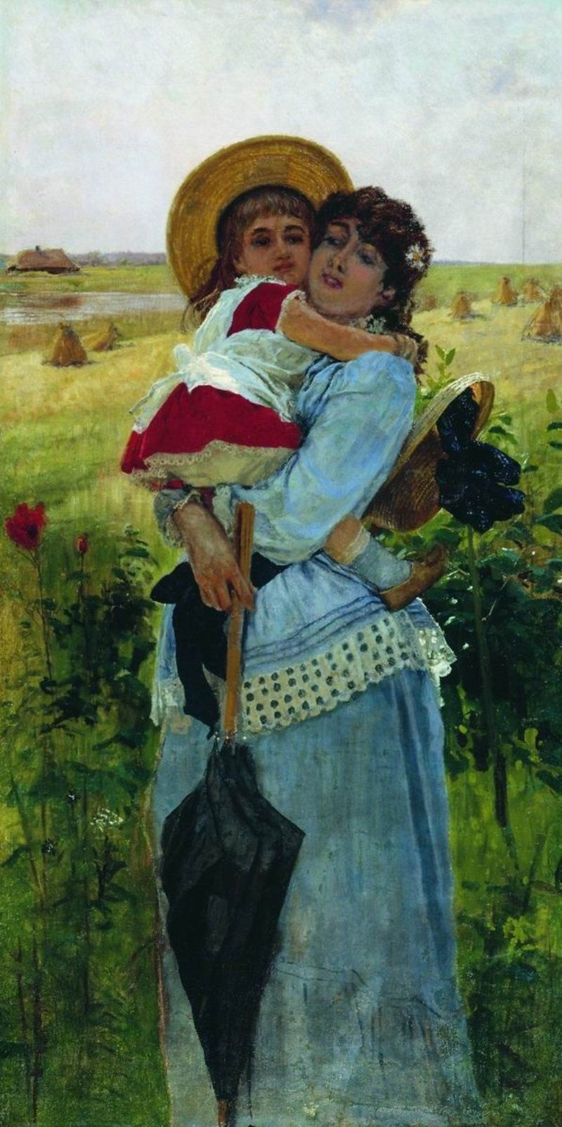 Константин Аполлонович Савицкий. Портрет жены художника с сыном Георгием