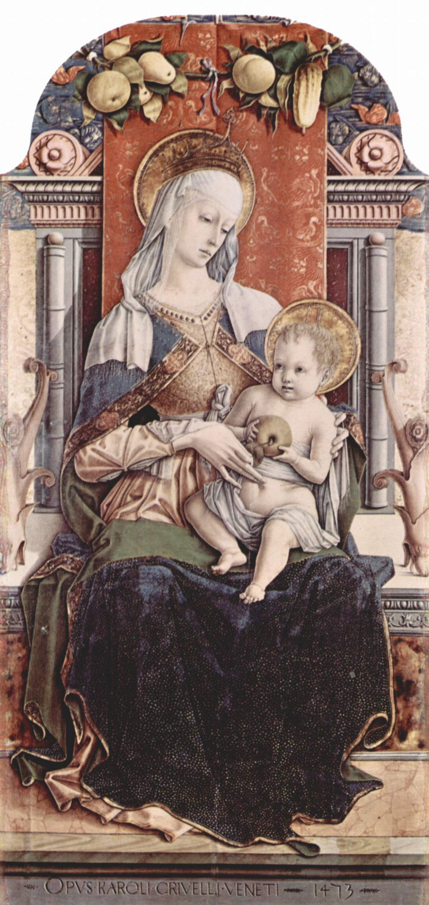 Карло Кривелли. Мадонна на троне. Центральный алтарь кафедрального собора в Асколи, полиптих, центральная часть
