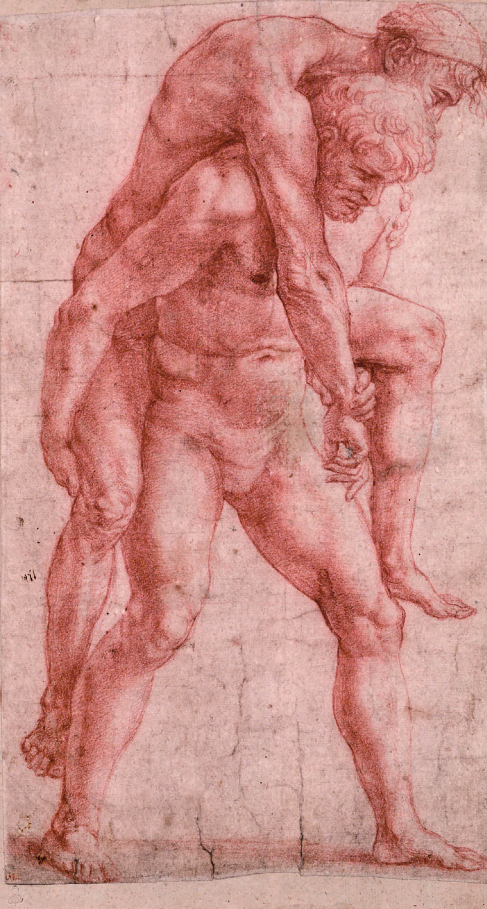 Рафаэль Санти. Этюд молодого мужчины, несущего старика на спине, для фрески "Пожар в Борго"