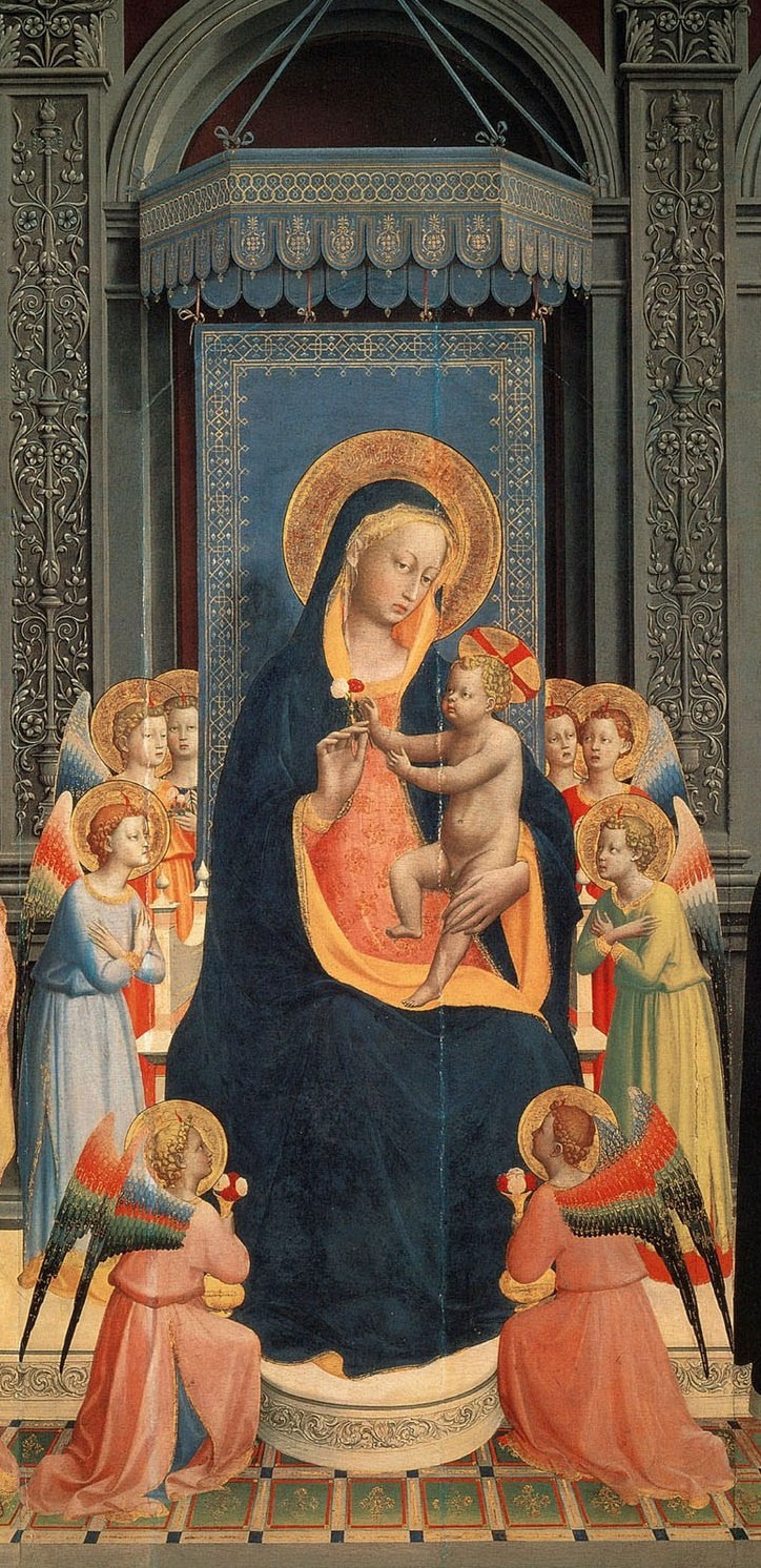 Фра Беато Анджелико. Мадонна с Младенцем в окружении восьми ангелов. Алтарь Святого Доминика во Фьезоле