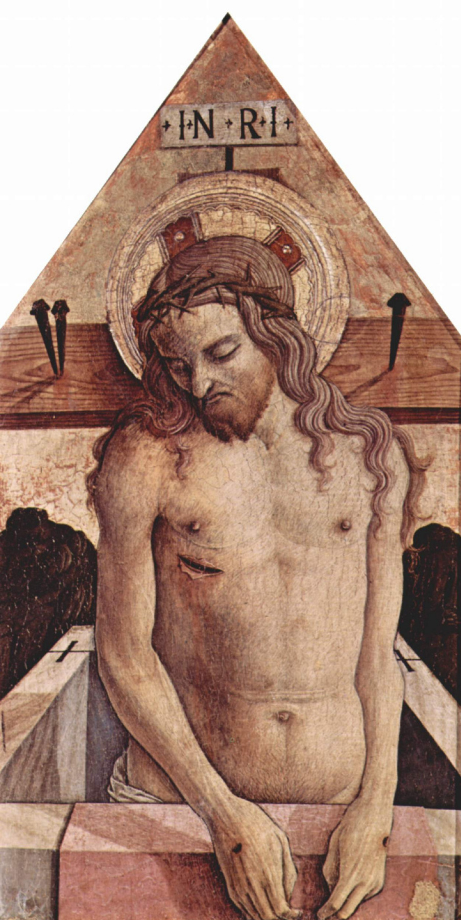 Карло Кривелли. Распятый Христос. Алтарь из церкви Сан Сильвестро в Масса Фермана, центральное навершие