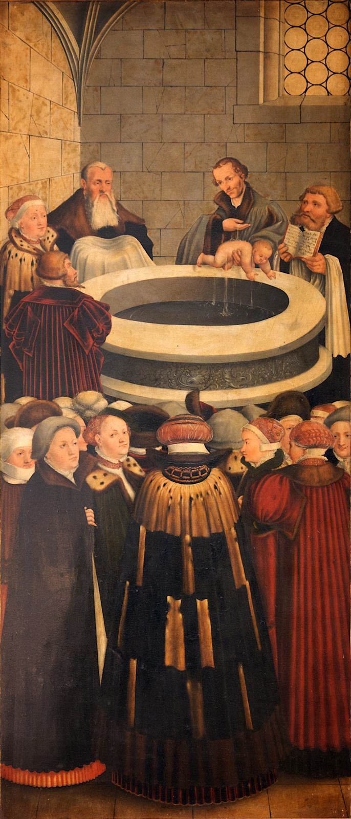 Лукас Кранах Младший 1515-1586. Алтарь. Тайная вечеря. 1530-е  Крещение.   левая панель
