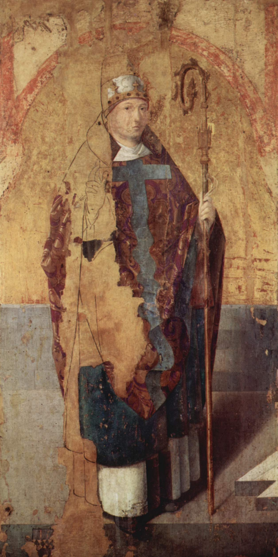 Антонелло да Мессина. Полиптих св. Григория, левая доска, св. Григорий