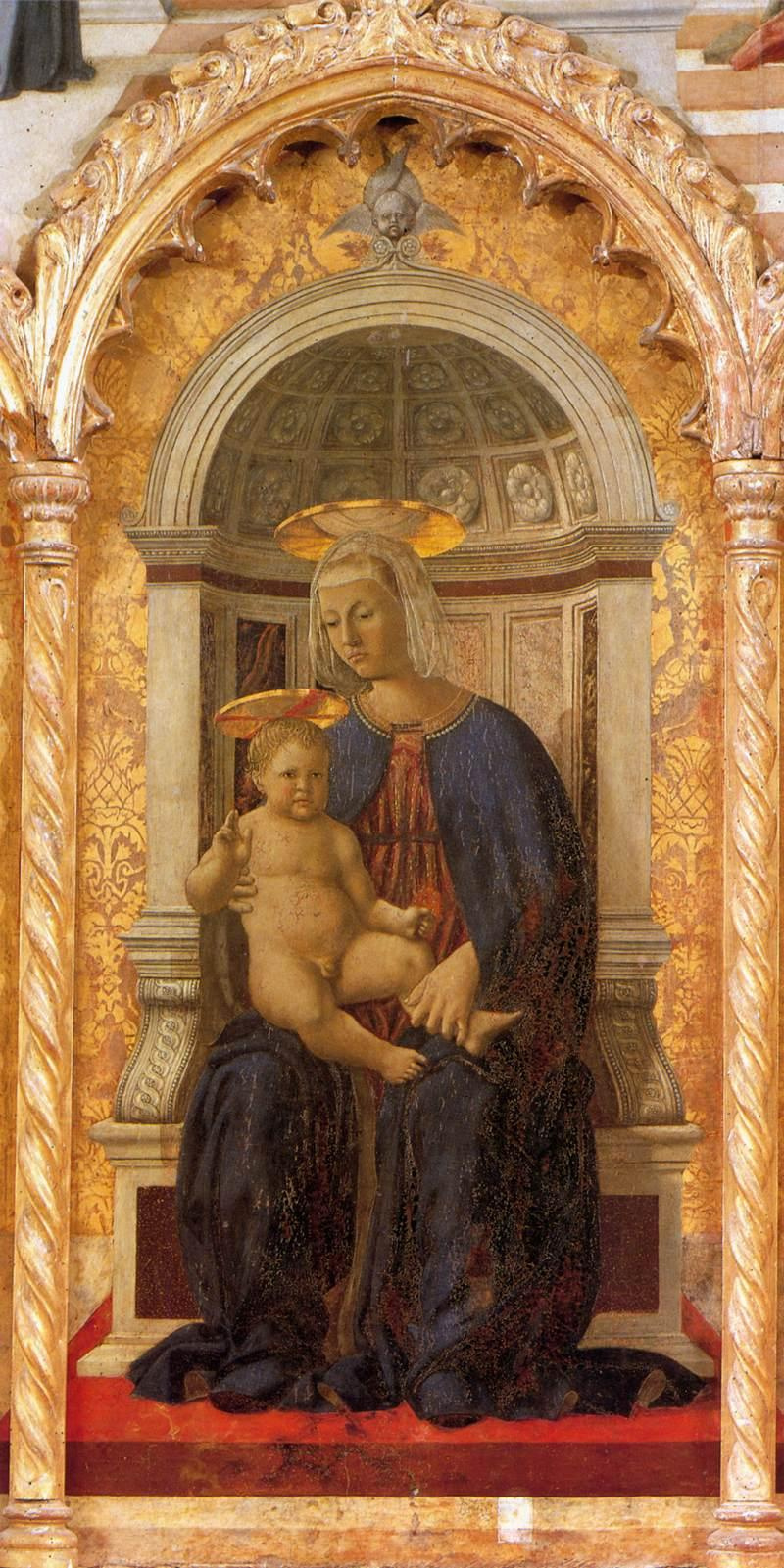 Пьеро делла Франческа. Мадонна с младенцем. Центральная часть полиптиха Святого Антония