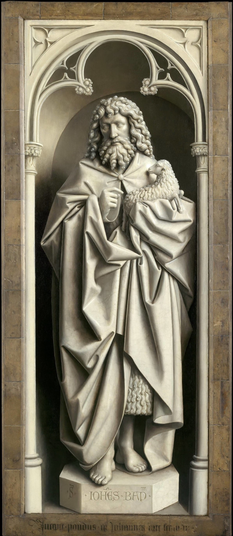 Ян ван Эйк. Гентский алтарь с закрытыми створками. Иоанн Креститель (фрагмент)