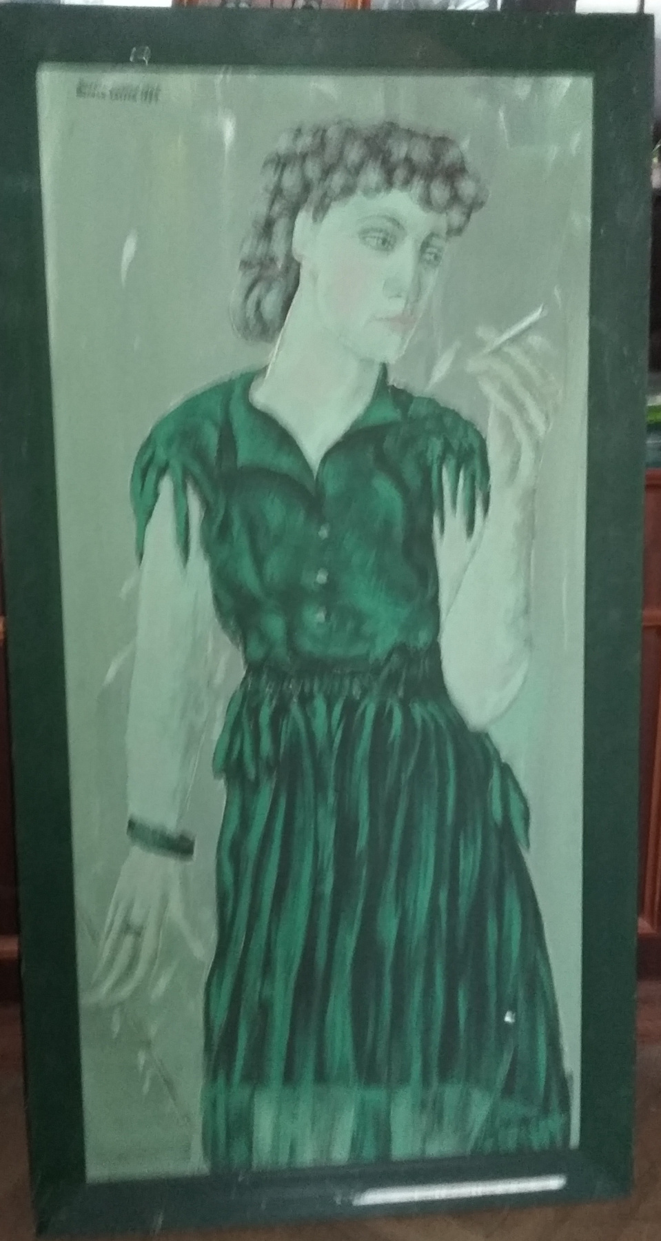 Николай Зверев. Дама в зеленом платье с сигаретой в руках