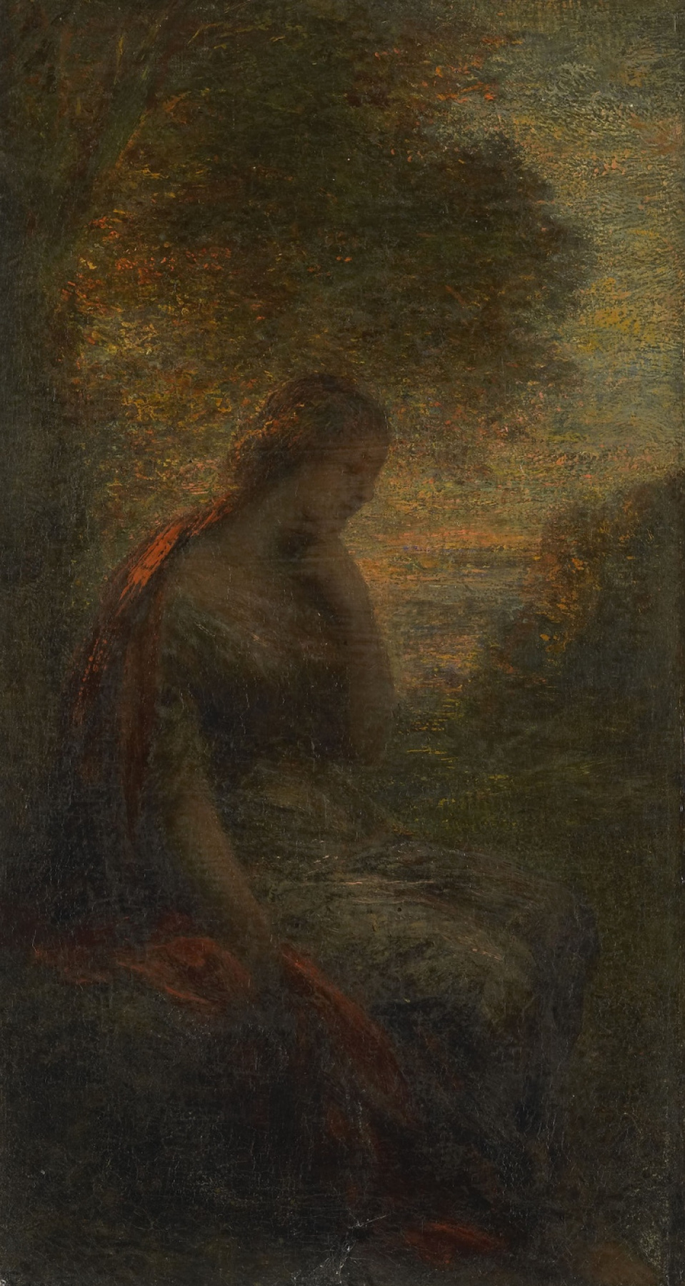 Анри Фантен-Латур. Женщина возле дерева на закате