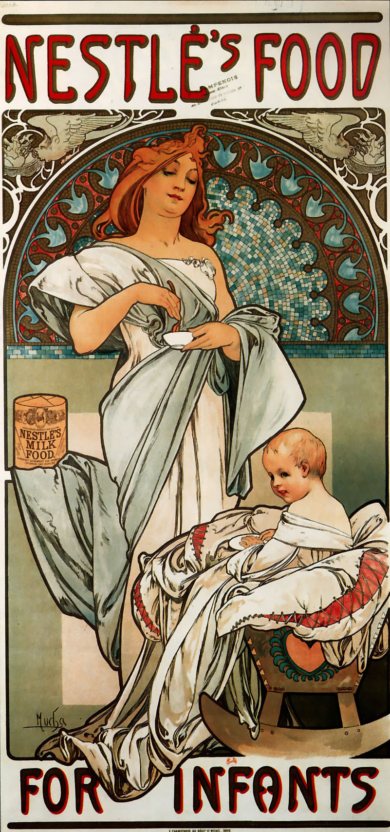 Альфонс Муха. Рекламный плакат "Питание Нестле для детей грудного возраста"