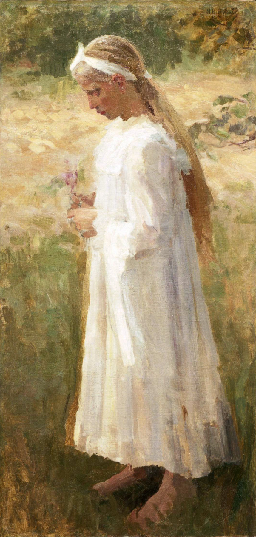 Михаил Васильевич Нестеров. Девочка в белом платье и с цветком в руках