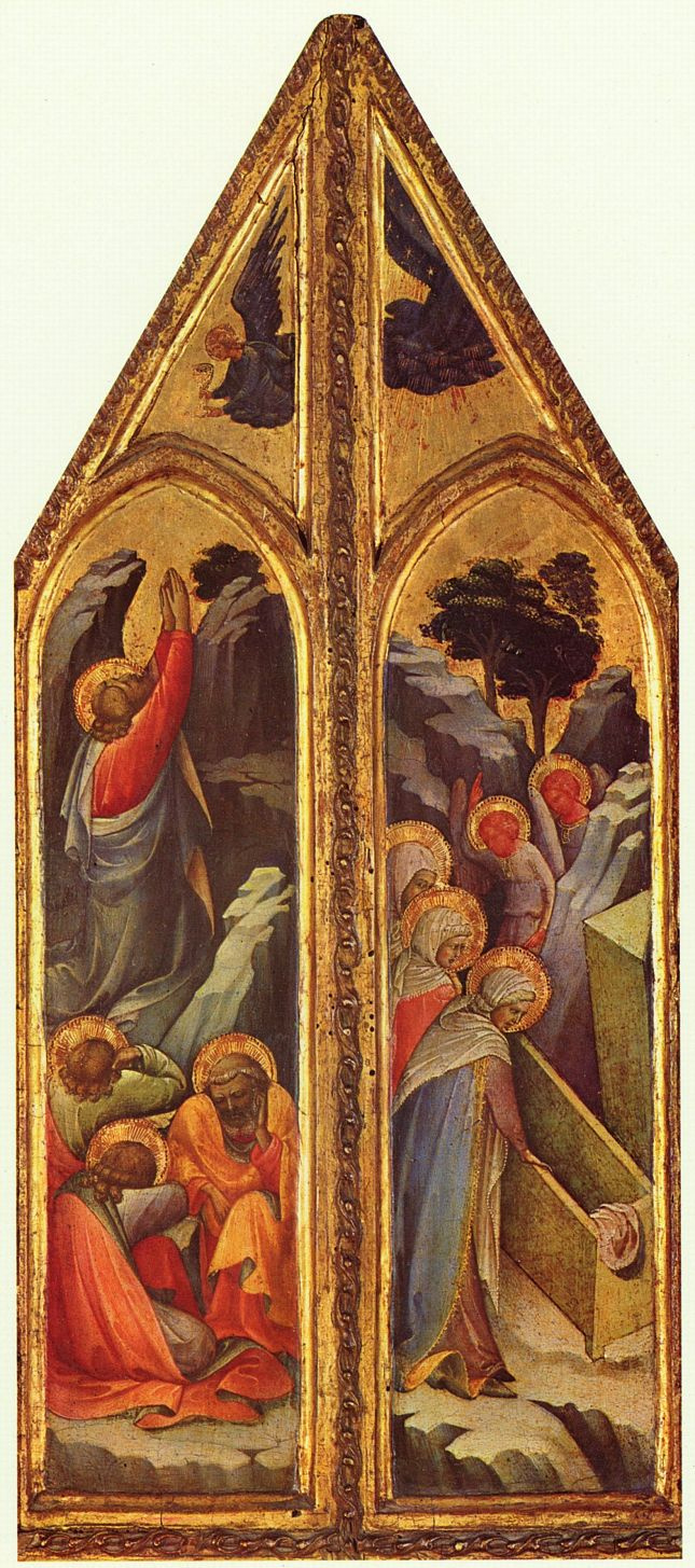 Лоренцо Монако. Христос в Гефсиманском саду и Три Марии у гроба Господня